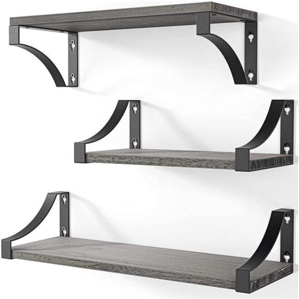 Floating Shelves Wall Mounted Set of 3, Rustic Wood Wall Shelves for Bedroom